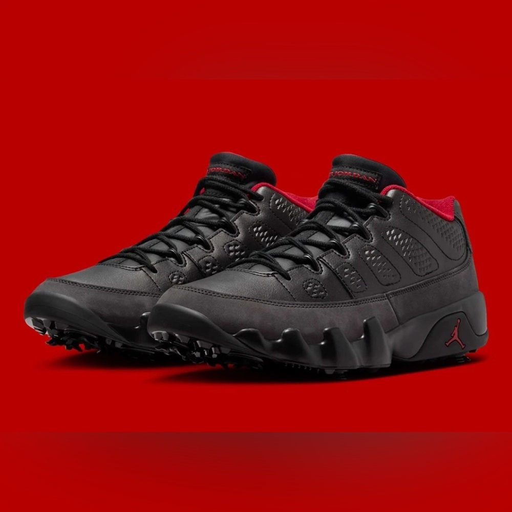 Nike Air Jordan 9 Low G Golf Charcoal Black True Red Men’s Sz 9.5 FJ5934-002